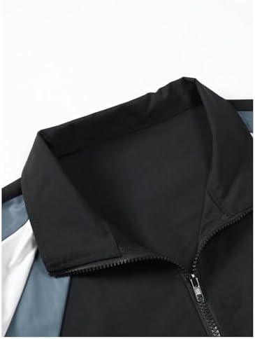 SOLY HUX Men's Varsity Jacket Zipper Color Block Windbreaker Jackets Long Sleeve Coats Streetwear