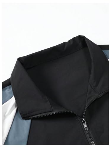 SOLY HUX Men's Varsity Jacket Zipper Color Block Windbreaker Jackets Long Sleeve Coats Streetwear
