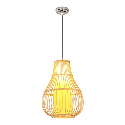 Luminaire suspendu en bambou pour salon, lustre e27 zen effet vie chaude et chaleureuse