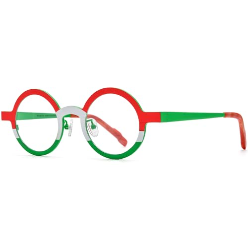 Image of FONEX Colorful Pure Titanium Glasses Frame Women Retro Round Eyeglasses
