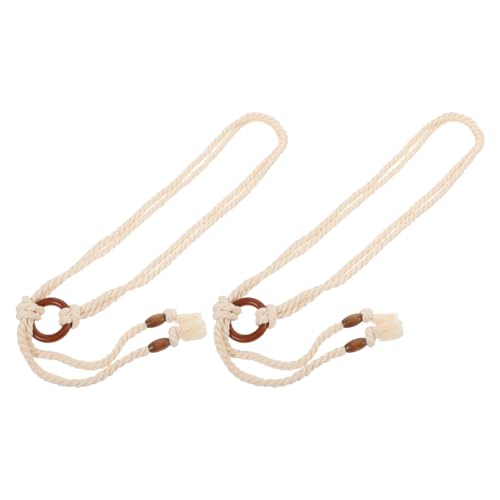 2pcs Tassel Braided Waist Belt: Adjustable Cotton Rope Belt For Dresses - Medieval Style Woven Waistband With Fringe For Boho And Renaissance Costumes