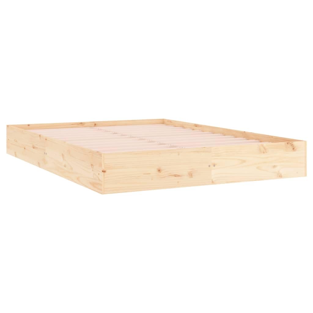 vidaXL Bed Frame, Platform Bed for Bedroom, Bed Base for Adults Kids, Mattress Foundation Wooden Bedstead, Solid Wood 150x200 cm King Size
