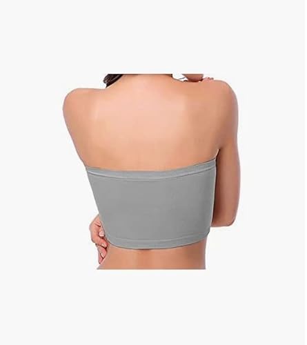 3 Packs Women's Seamless Bandeau Crop Tube Top Bra Strapless Padded Bralette (As1, Alpha, S, Regular, Regular, B) #TOP2