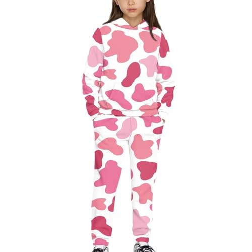 ORGYPET Cow Print Boys Jogging Suits M Youths Pullover Sweatshirts 2024 Trendy Fashionable Versatile Kids Sweatsuit Youths Oversized Sweatshirt Keep Children Fresh All Day Long