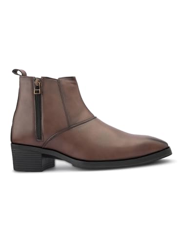 Image of Prolific Men's Chelsea Zipper /Chain Boots | High Ankle Boot| Formal, Office & Casual Wear Shoes | Soft Cushioned Insole, Slip-Resistance, Dynamic Feet Support, Arch Support & Shock Absorption