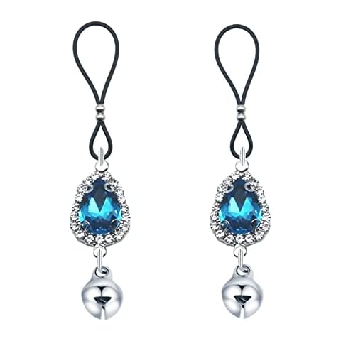 Teardrop Nipple Ring Rhinestone Water Drop Faux Nipple Chain Noose Body Non Piercing Jewelry Heart Chokers Necklaces-A Cover