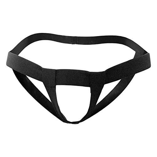 DGKaxiyaHM sous-vêtements à Trou Ouvert pour Hommes Jockstrap String Extensible Taille Basse avec Joint torique Lingerie Sexy Sissy Jock Straps Strings (Le Noir,T-Unique) Cover