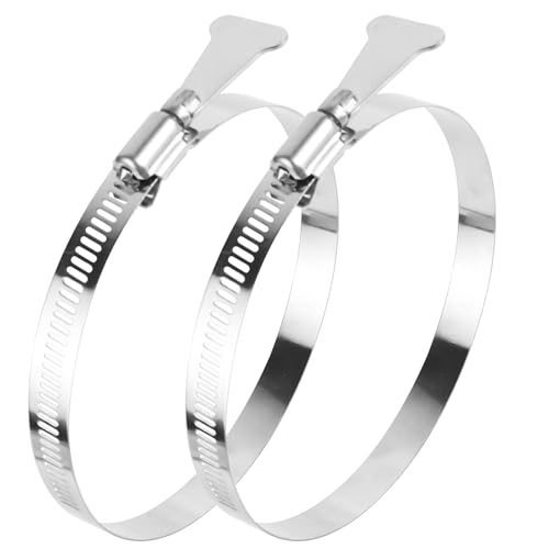 JIANGGX Dryer Vent Clamp 4 Inch 304 Stainless Steel Worm Gear Hose Clamp Adjustable 91-114mm Key-Type Clamps for Dryer Vent Dust Collector Ductwork and Automotive (2Pcs)