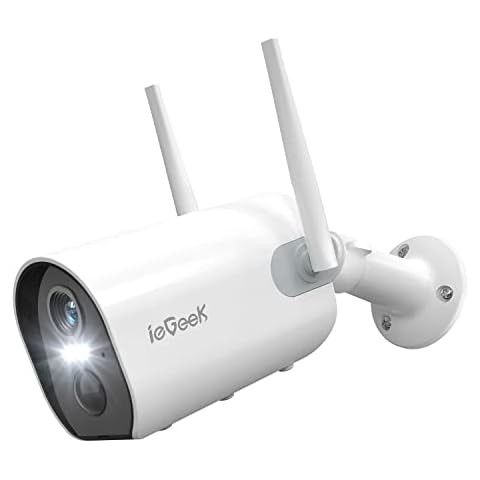 ieGeek 2K Wireless Security Camera Outdoor with Color Night Vision, Rechargeable Battery CCTV Camera Systems, WiFi Home Security Camera, PIR Motion Detection, Siren Floodlight, Cloud & SD Card Storage Cover