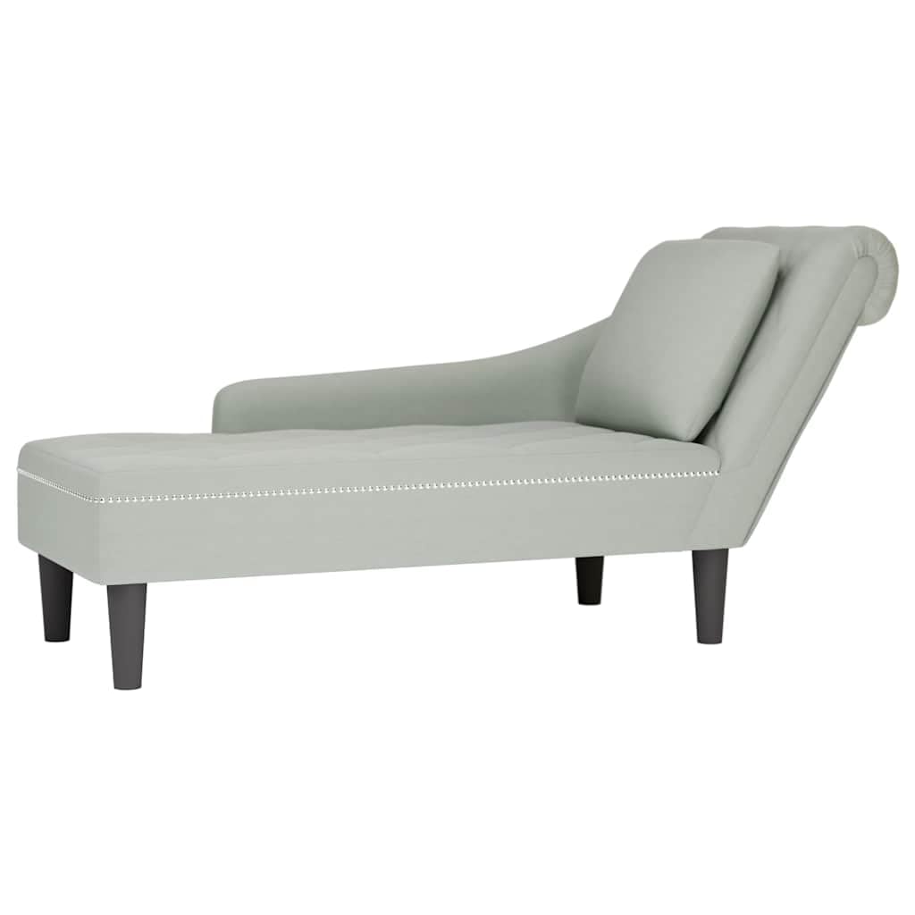 vidaXL Sdraio con Cuscino e Bracciolo Destro in Velluto Grigio Chiaro