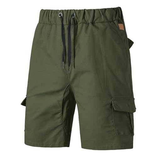 Shorts cargo casual de algodón para hombre con cintura elástica miniatura 4