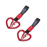 MOXRUQ 2 PCS Broken Heart Car Handle Strap, Drift Charm Handle Strap, Auto Heart Shape Rear Bumper Warning Hanging Ring, Fashion Love Decoration for Most Cars Trucks Interior and Exterior (Red)