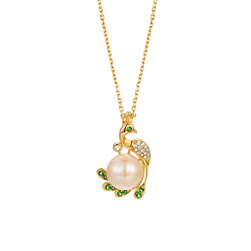 Collier tsavorite ronde en or 18 carats et sa perle verte de luxe pour femme