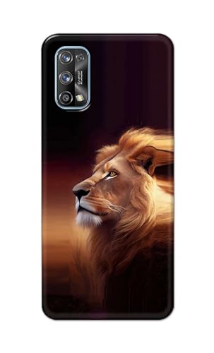 Image of PRINTFIDAA Plastic Printed Hard Back Cover Case For Realme 7 Pro Back Cover (Danger Lion) -112, Multi