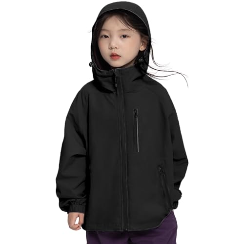 Rolanko Girls Waterproof Hooded Jacket Lightweight Raincoat Windbreaker Outwear Rain Jackets for Kids Boys 7-14 Years