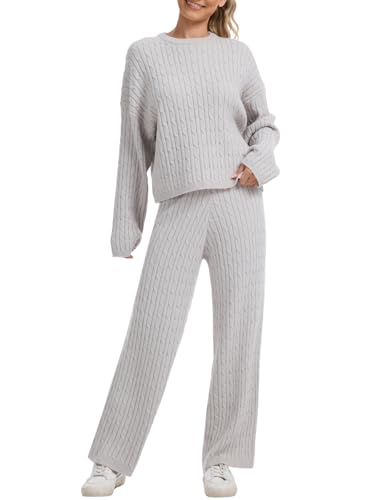 AnotherChill Women's Cable Knit Sweater Lounge Set – Long Sleeve