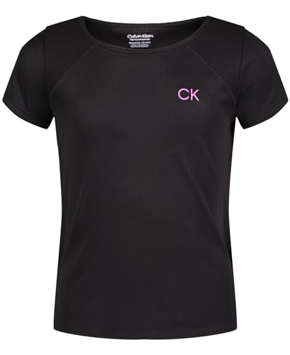 Image of Calvin Klein Big Girls' Performance Tee Shirt T Girls and Girls, Black Mesh, 8-10