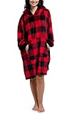 PajamaGram Blanket Hoodie - Wearable Blanket Adult, Red Buffalo Plaid, One Size