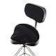 Gibraltar Schlagzeughocker, Drumhocker 9000 Series Moto Saddle mit Backrest Pro Series, 9608MB (Durchmesser: 42cm, Vinyl-Sitzfläche, Super Lock, doppelstrebige Basis, ’Super Foot’ Gummifüße)