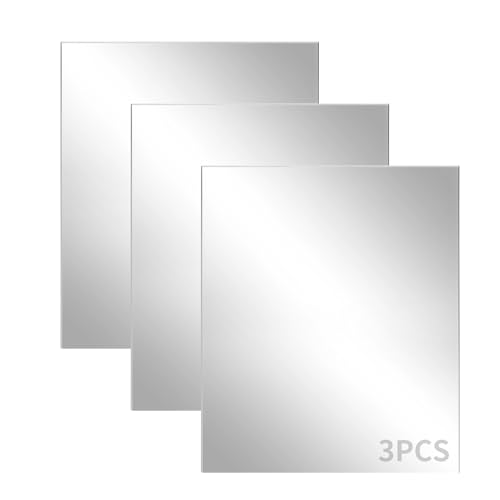 KEJJNYER 3 Pack A3 Sliver Mirrored Acrylic Sheets, 1/8 inch Mirror Acrylic Sheet for Laser Cutting, Crafts, DIY Project, Art Display, 16 x 12 Inch