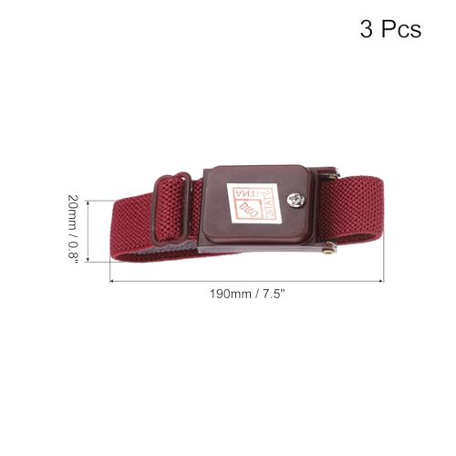 Image of MECCANIXITY 3Pcs Anti Static Wrist Strap, ESD Antistatic Bracelet Adjustable Cordless with Spare Bracelet for Computer Electronics Repair Maroon Red