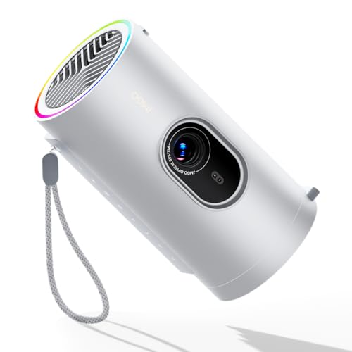 JMGO PicoPlay Mini Projecteur 1080P Portable, GTV avec Netflix sous Licence, 400 ISO Lumens, 8W Dolby Digital, 3D, HDR10, Videoprojecteur WiFi, Bluetooth pour Maison, Extérieur, inclut Filtre Optique