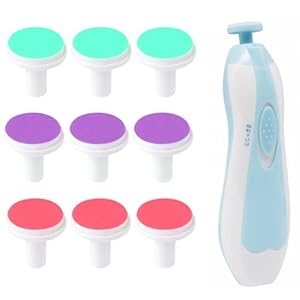 FEQDWOX Cabezales de pulido de uñas para bebés de 9pcs, accesorios profesionales para uñas y uñas de los pies para recién nacidos y niños pequeños, cabezales de repuesto para limas de uñas para bebés