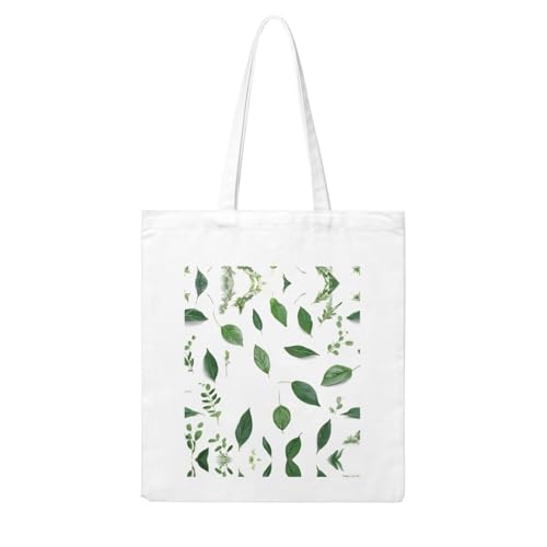 Eucalyptus Leaves Print Canvas Shopping Bag Reusable Eco-Friendly Handbag With Large Capacity For Everyday Use