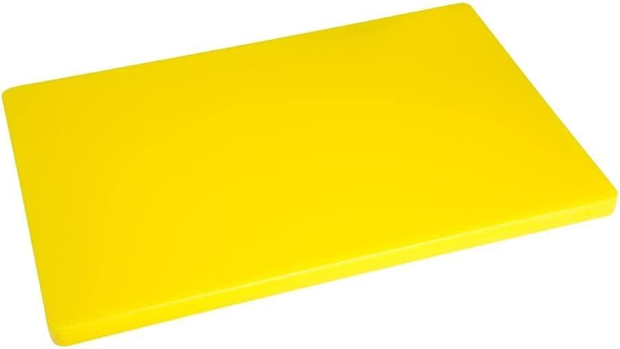 Hygiplas Thick Low Density Chopping Board, Size: 450x300x20 mm, Colour Coded Yellow for Cooked Meats Prep, LDPE Cutting Board, Dishwasher Safe, Non-Toxic & Non-Absorbent, DM002
