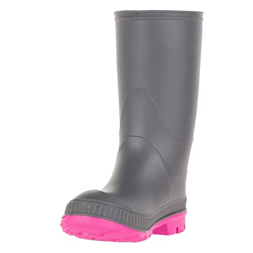 Kamik Kids Stomp Waterproof Rain Boots,Charcoal/Magenta,124
