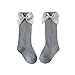 Taous Assam Baby Girls Knee High Socks Toddler Mesh Bowknot Breathable Dress Socks Little Girls Cotton Tube Stockings 5-Packs Bow Size 12-24 Months
