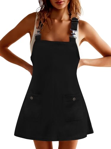 Women's Corduroy Overall Dress Adjustable Strap Jumper Mini Dresses with Pockets Summer Fashion Overalls 2025