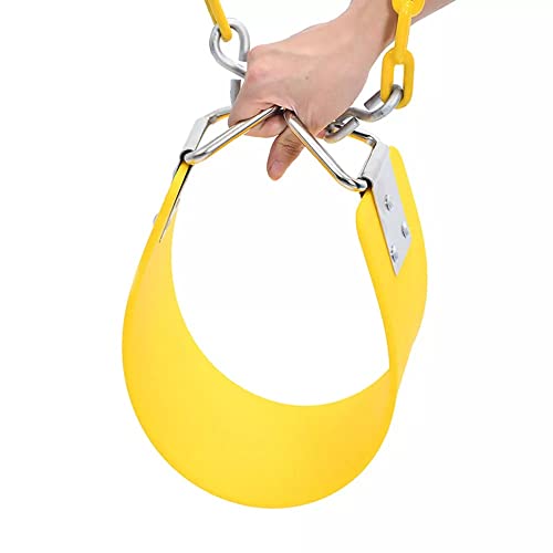 Image of REZNOR Heavy Duty Flexible Swing Seat with Metal Triangle Ring, 2 Meter Anti-Rust Chain Set for Kids & Adults, Playground, Jungle & Gym, Yellow