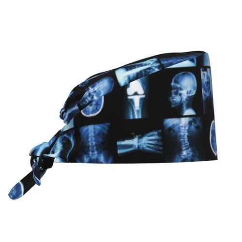 X-Ray Multiple Part of Human Adjustable Working Cap Breathable Unisex Women Men Elastic Bandage Tie Back Hats Scrub Nursing Doctor Surgeon Cap