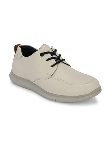 egoss Genuine Leather Sneaker Casual Shoes for Men (White-11)-23781