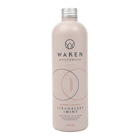 Waken Mint with Strawberry, Mouthwash for Fresh Breath, 100% Natural Flavours, 500 ml Cover