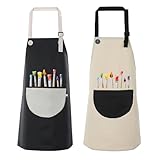 FdcZeyxior 2 Packs Kids Artist Aprons for Painting, Adjustable Waterproof Gardening Apron Cute Boys Girls Paint Apron with Pockets for Kids Painting Cooking Baking