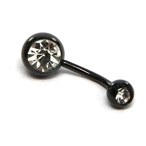 WANGJINQIAO 10PCS Steampunk Black Navel Piercing Multicolor Crystal Belly Button Rings Stainless Steel Body Piercing Jewelry belly ring Cover