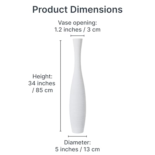 Image of Leewadee Large Floor Vase 34 inches Mango Wood for Pampas Grass, Dried Flowers