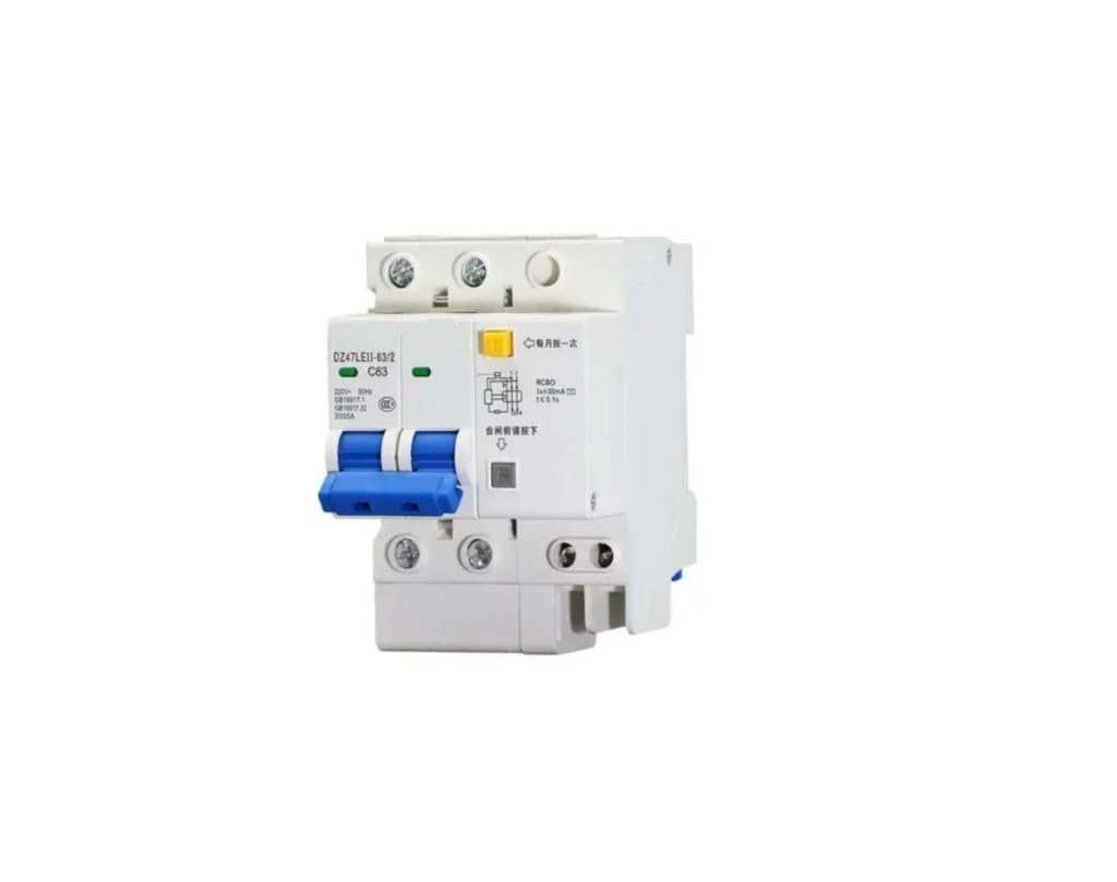 Magnetotermico, Disyuntor DZ47LE-63 Interruptor de Aire doméstico disyuntor en Miniatura Interruptor 2P con Protector de Fugas Puerta Principal trifásica(20A)