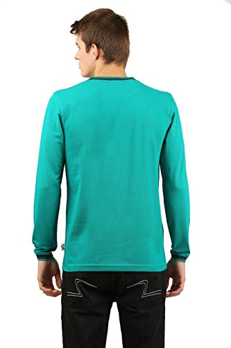 Image of zebu Men's Full Sleeve Cotton Henley Neck Tshirt with bio wash (Pack of 1).