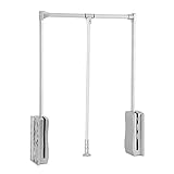 Pull Down Closet Rod Wardrobe Clothes Hanger Rail Lift Closet System Storage Organizer Soft Close Aluminium Garment Hanging Rack for Soft Return Space Saving (Adjustable Width 23.62-33.86inch)