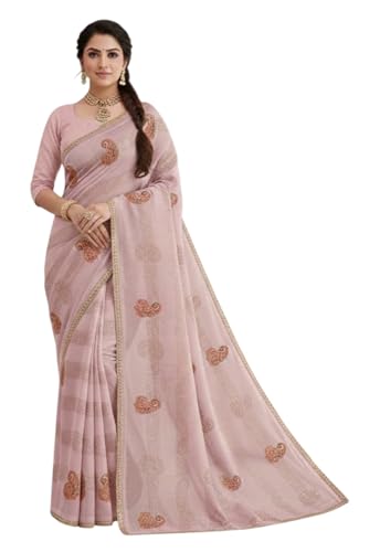 Image of Yashika Women's Georgette Art Silk Bandhej Zari Work Embroidered Saree | Women Sari