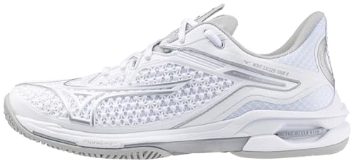 Mizuno Wave Exceed Tour 6 AC Women's Tennis Shoe, All Court Shoe, White-Silver, US 10