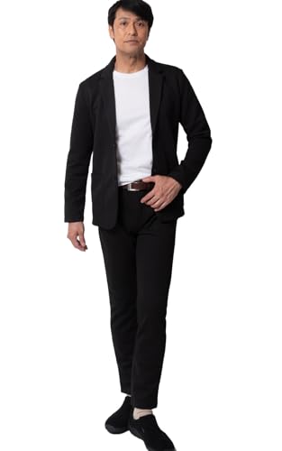 [ユナイテッドゴールド] テレワークスーツ メンズ カジュアルスーツ ストレッチ 上下 セットアップ ジャケット パンツ カジュアル ビジネス 29570 19471 【1】 ブラック L