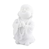  OKBY Estatua de Buda - Piedra Arenisca Blanca Pequeña Figura de Buda Rezando Estatua Escultura Resina Arte Decoración(2#)