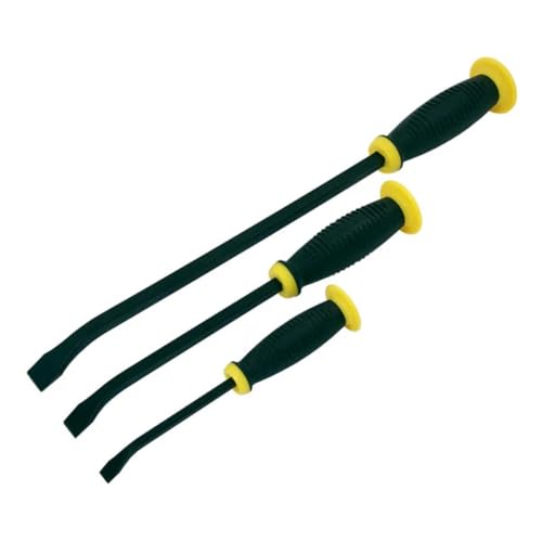 Neilsen CT2759 3pc Pry Bar Set - Size: 8, 12, 17in / 200 300 430mm with Tactile Rubber Handles | Hammer Cap | Drop Forged Heat Treated Steel | Ideal for Prying Applications