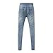 Jeans rasgados para hombre, ajustados, pierna cónica, pantalones de mezclilla ajustados y...