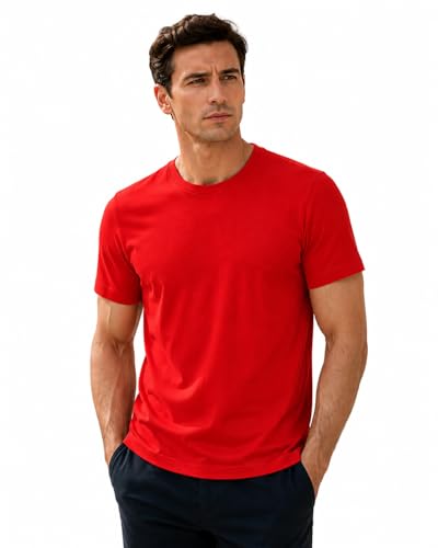 Image of Men's 100% Cotton Crew Neck T-Shirt, Regular Fit