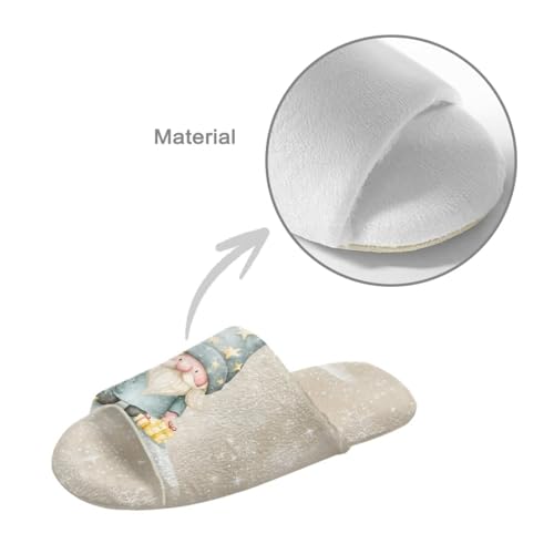 Binienty Women's Christmas Slippers Cozy Soft Fleece Open Toe Home Slippers Lightweight Silent House Bedroom Shoes 5